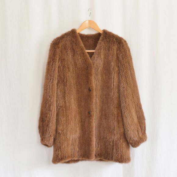 firelady fur "Moon Serenade" mink woven fur coat mid-length new with tags large - Picture 2 of 5